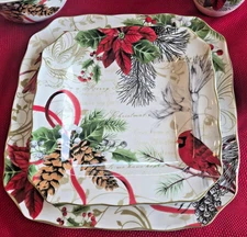 222 Fifth Holiday Wishes Cardinal Plates, Bowls, Mugs & Service Ware: Open Stock