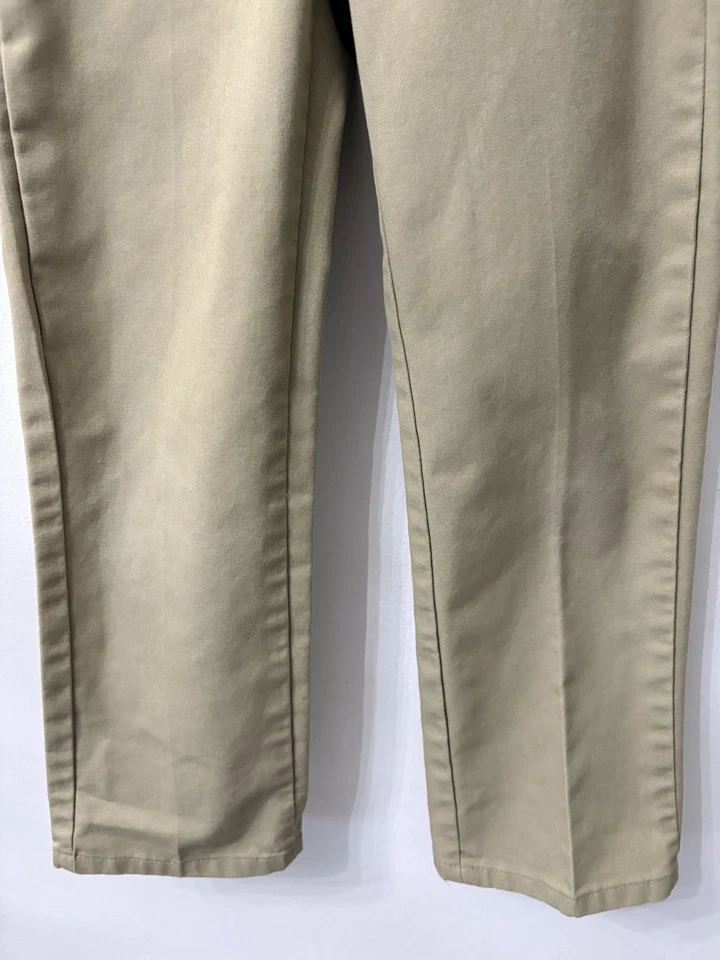 Pantalones de uniforme Dickies para niños caqui talla 10 largo 32” cintura ajustable escuela Foto 4 de 4