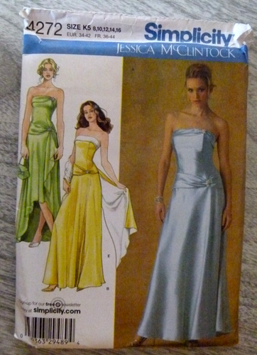 Simplicity Muster 4272 Miss Gr. 8-16 Abendkleid Wickel Handtasche ungeschnitten