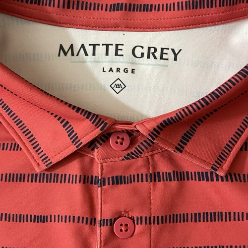 Polo Gris Mate Grande Rojo Negro Rayas Tierra Del Sol Club de Golf Nuevo con Etiquetas Precio de venta sugerido por el fabricante 99 USD - Imagen 5 de 8