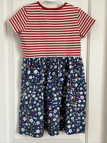 Hanna Andersson girls 130 8 multi color stripe flowers short sleeve dress - Picture 3 of 4