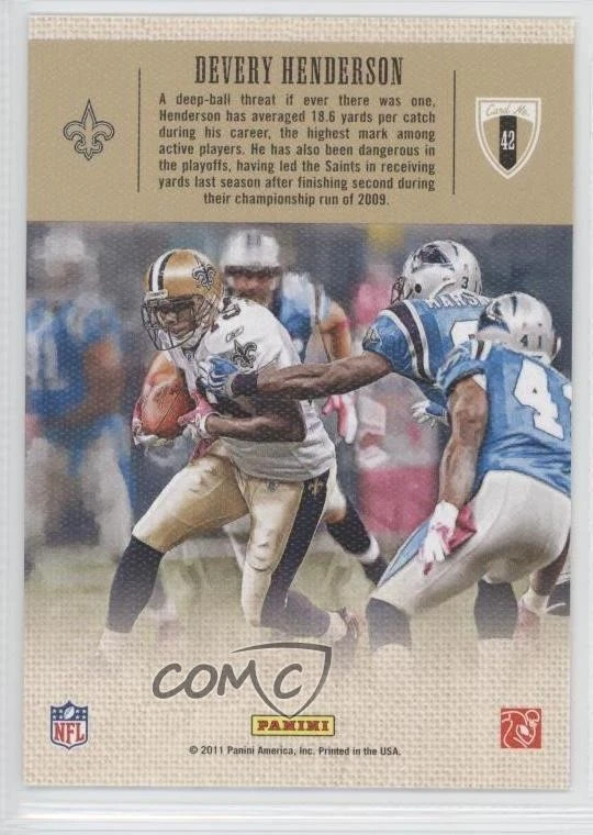 2011 Panini Threads Pro Gridiron Kings Devery Henderson #42 - Image 2 of 2