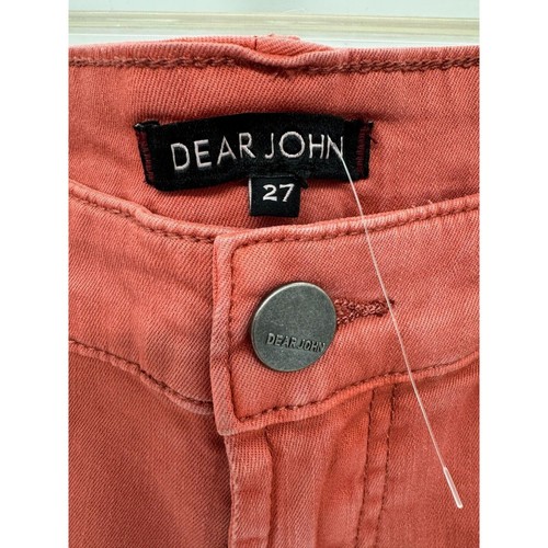 Dear John Womens Denim Mid Rise Boyfriend Shorts Roll Cuff Size 27 Red NWT - Picture 5 of 5