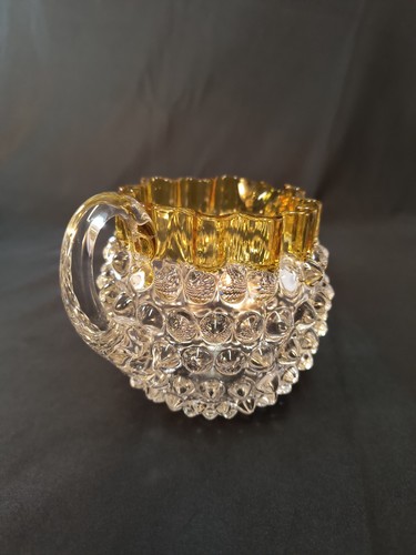 Vintage Hobbs Brockunier Tautropfen Nagelglas Milchkännchen klar gelb - Bild 7 von 16