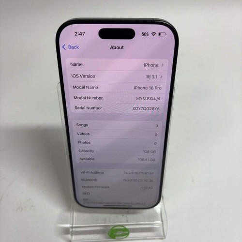 Desbloqueado Apple iPhone 16 Pro 128 GB Negro MYM93LL/A - Imagen 9 de 9