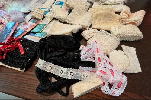 Huge Lot Vtg Lace Crochet Trim Eyelet,Gimp,Ribbon Edging-Sewing Doll Craft 3lbs - Picture 6 of 24