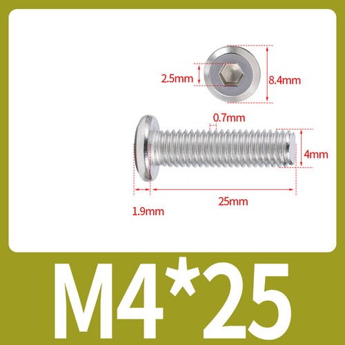 M2 M2.5 M3 M4-M12 A2 Stainless Steel Flat Pan Head Screws Hex Allen Socket Bolt - Picture 47 of 131