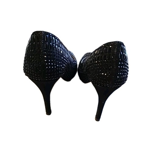 Camille La Vie 6.5 Dark Sparkle Black Open Toe Heels Flapper Mob Wife Y2K Baddie - Picture 4 of 12