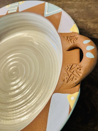 Large Dana McDaniel Art Pottery Southwest Centerpiece Serving Bowl Handles - Picture 6 of 8