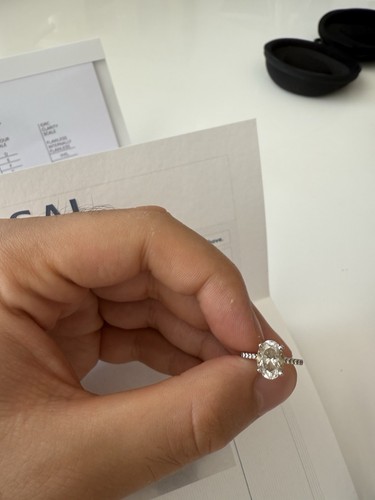 Oval Engagement Ring 2.02ct D VVS2 | 24 Natural Diamond 0.29ct G VS1 - Picture 15 of 15