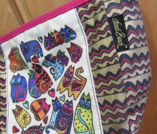 Laurel Burch TRIBAL CATS Purse Handbag Tote Bag Screen Print Design Metallic - Picture 3 of 6