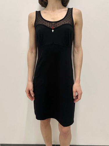 Vive Maria Black Sleeveless Dress Knee Length Cotton Blend Gothic Mesh Size M - Picture 1 of 9