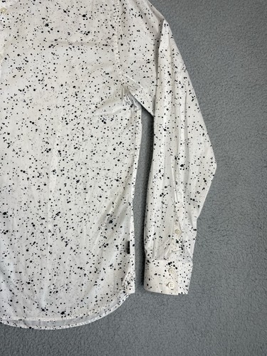 John Varvatos USA weiß Grafikdruck Knopfleiste Hemd Herren Large Langarm - Bild 5 von 17