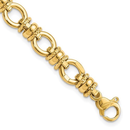 14K Solid Yellow Gold Link Chain Bracelet - Picture 2 of 12