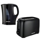 Daewoo Black 1.7L Kettle and 2 Slice Toaster Set Great For Everday Use Breakfast