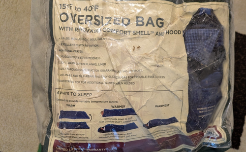 Eddie Bauer Oversized Sleeping Bag 15F - 40F 36" X 90" W/ Removable Shell & Hood - Picture 2 of 8