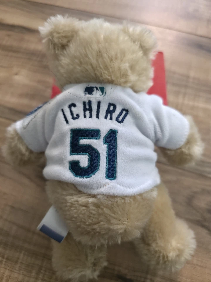 Auténtico oso de peluche Ichiro vintage de la década de 2000 Seattle MLB #51 coleccionables para siempre Foto 3 de 4