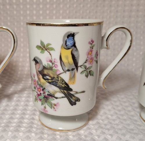 Vintage Royal Crown Bird Porcelain Mug Cup Footed Gold Trim Japan Lot Set of 6 - Picture 8 of 19