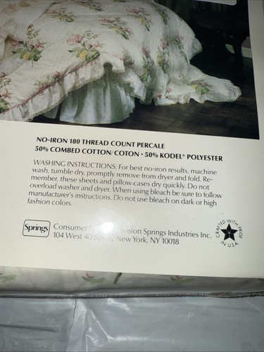 4 pc VTG Springmaid King Sheet set W/Pillowcases Floral 78"x80" No Iron NOS - Picture 7 of 8