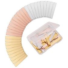 30 Pcs Rectangle Metal Stamping Blank Name Tags Brass Charms Pendants for Jew...