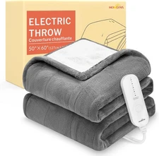 HOMLYNS LuxeHeat Heated Blanket Electric Blanket, Soft Flannel Sherpa Heated Thr