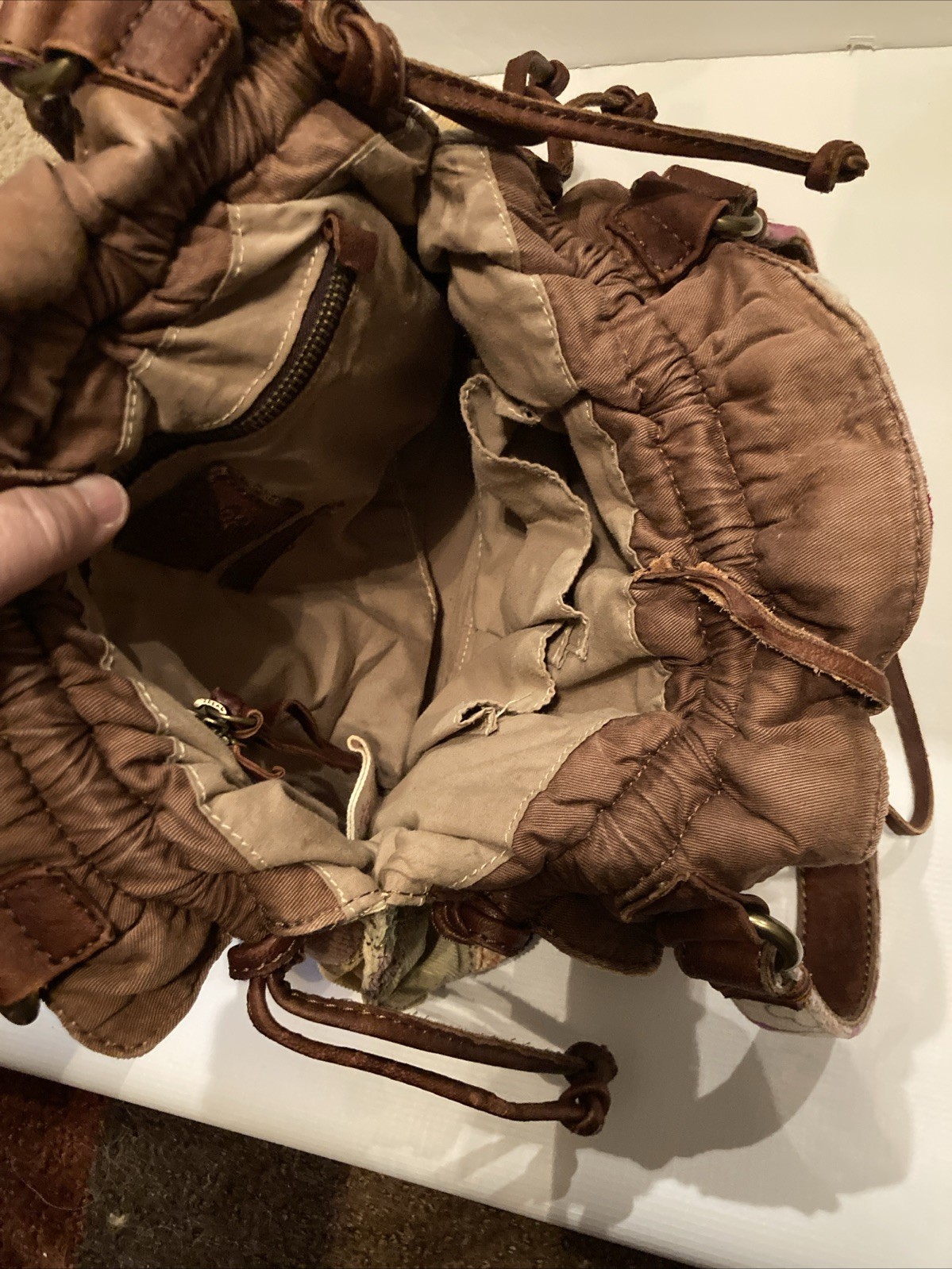 Lucky Brand Patchwork Large Hobo Bag Handbag Leat… - image 10