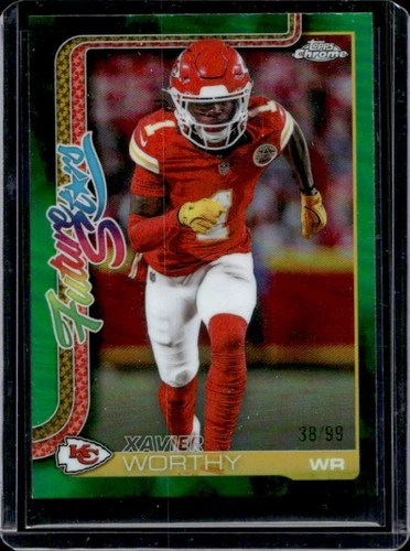 2025 Topps Chrome Xavier Worthy Future Stars Green Refractor SP #/99 Chiefs