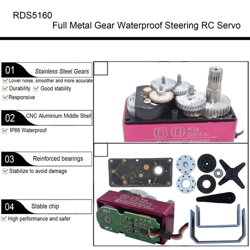 60KG Digital RC Servo 1/5 RDS5160 High Torque Stainless Steel Full Metal Gear... - Picture 2 of 6