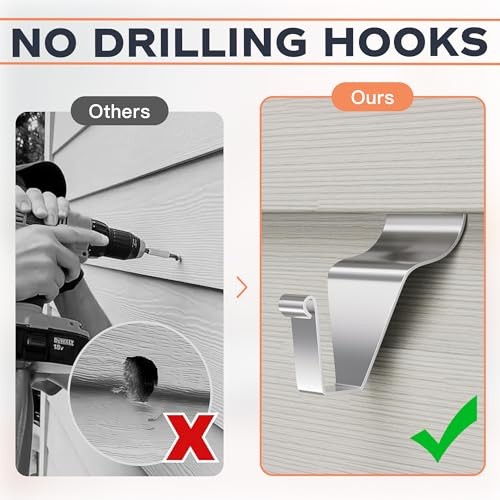 Vinyl Siding Hooks, (8 Pack) No Drilling Siding Clips for Hanging Outdoor - Picture 5 of 7