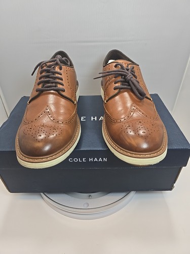 HOMBRE TALLA 9.5 M Cole Haan Go-To Punta de Ala Oxford Zapatos de Cuero Tostado Británico C34120 - Imagen 3 de 19