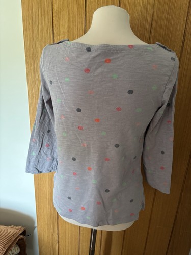 White Stuff Pale Grey Dot Print 3/4 Sleeve Top UK 10 - Picture 4 of 8