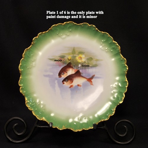 Limoges Fish Set KB Imperial 12 Piece Platter Plates Gravy Boat 1887 HandPainted - Picture 10 of 24