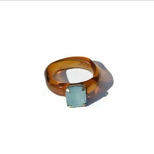 Joyería Coloridos Transparentes Acrílicos Anillos Geométricos Rectángulo Mujer Estrás - Imagen 17 de 18