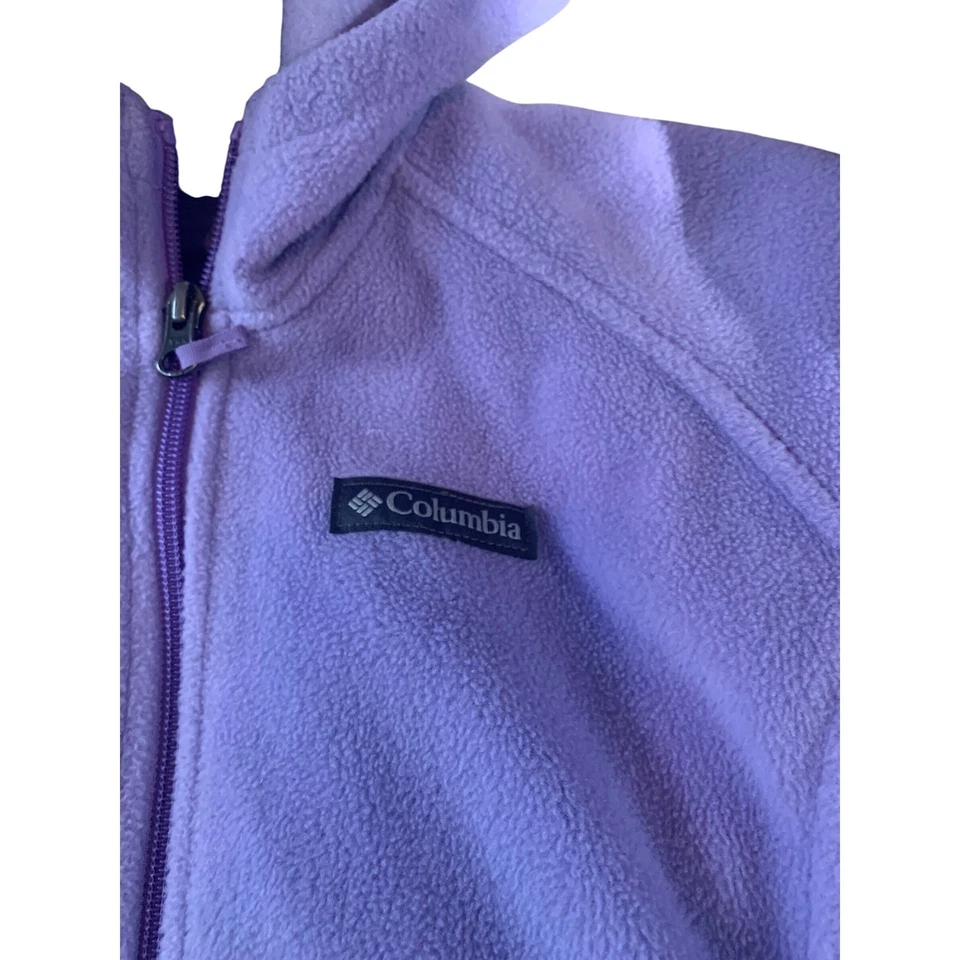 Abrigo Chaqueta Columbia Púrpura Polar Con Capucha Niños XL (18/20) Cremallera Completa Foto 2 de 3