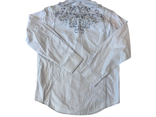 7 Diamonds Men’s XL Western Shirt Pinstripe Embroidered Back Rockabilly Cowboy - Picture 7 of 14