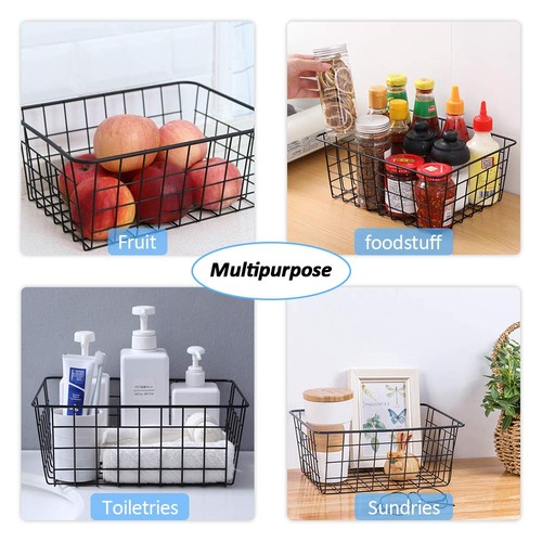 Metal Wire Baskets 6 Pack 11.02 X 8.7 X 4.7 Durable Metal Storage Basket Blac - Picture 5 of 7