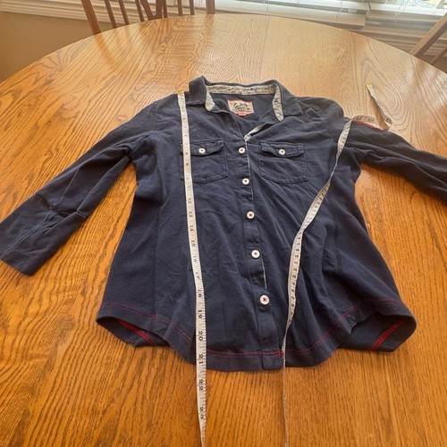 Alp-n-Rock FLORA 2 Pocket Knit Button Down Shirt top Navy Blue 2 Small Ski Style - Picture 8 of 8