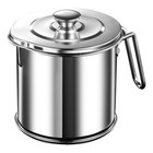 Stainless Steel Kitchen Oil Pot with Filter Screen and Leak Proof Pouring Spout