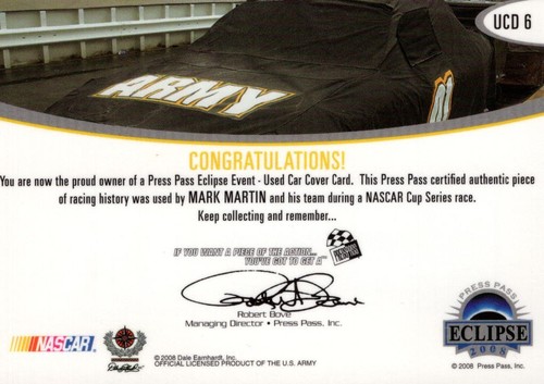 2008 Press Pass Eclipse Under Cover Drivers NASCAR #UCD6 Mark Martin /150 Racing - Picture 2 of 2