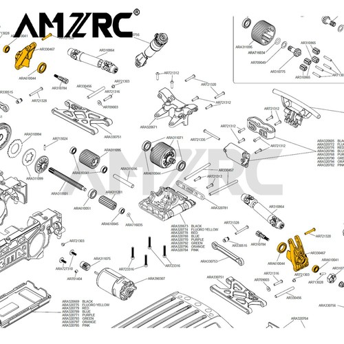 AR330467 Hinterradnabe mit Kohlefaserhalterung Alulegierung für Arrma 1/10 Gorgon 4X2 ME - Bild 4 von 16