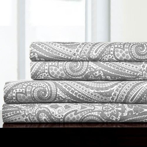1500 Supreme Collection Queen Sheet Sets Paisley Gray - Luxury Hotel Bed Shee... - Bild 2 von 5