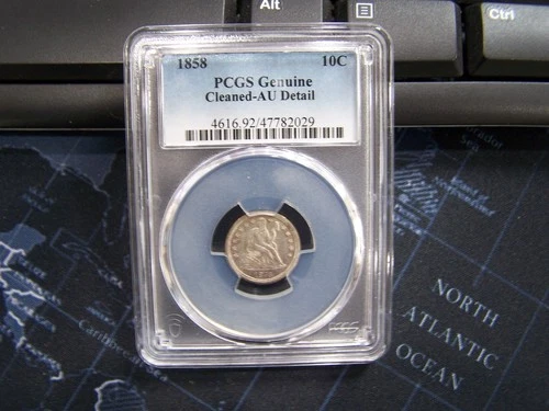 1858 Seated Liberty  Dime Nice AU  Details Nice Eye Appeal Nice Strike