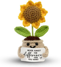 Mini Positive Crochet Sunflower, Cute Cheer Up Gifts for Women, Crochet...