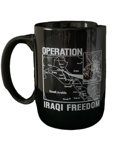 Vintage Operation Iraqi Freedom OIF Coalition Forces Coffee Mug Map History - Picture 2 of 9