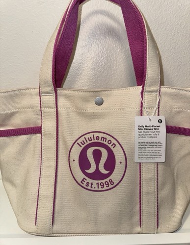 NEW Lululemon Daily Multi-Pocket Canvas Tote Bag 6.5L Natural Pow Pink Tone - Picture 3 of 7