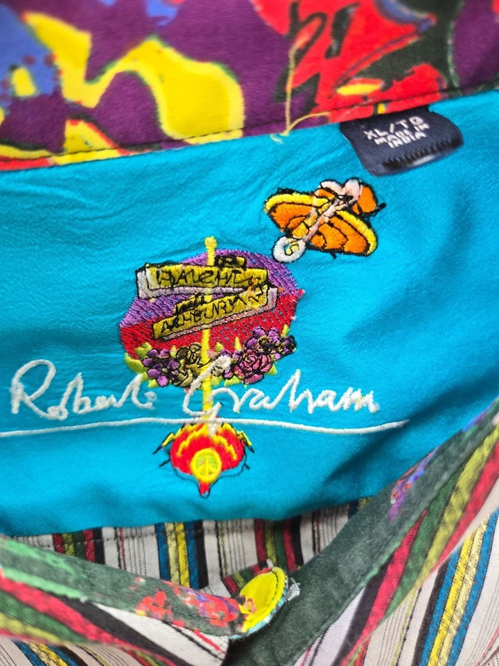 Robert Graham Mens Striped Shirt XL Long Sleeve Button-Up Multi-Color - Image 4 of 4