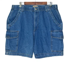 Scandia Woods mens elastic waist 100% cotton cargo shorts size 40 x 8 denim