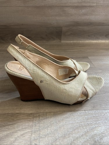 Sandali UGG Australia beige/naturali con zeppa tacco slingback S/N 1001176 taglia 6,5 - Foto 10 di 24