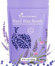 Mallowwax Hard Wax Beads, Wax Beans for Hair Removal, Natural Lavender, Strip...