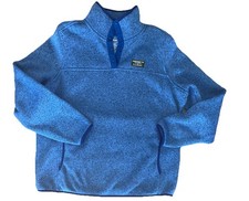 LL Bean Women s 1/4 Snap Sweater Fleece Pullover Pockets Blue Plus Size 1X